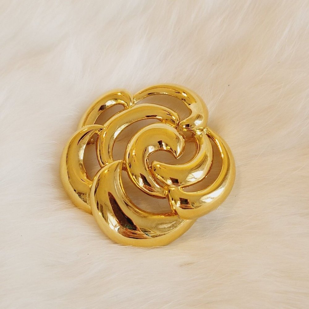 Vintage Napier Floral Brooch Coquette Victorian Boho Signed Pin Gold Tone 10813